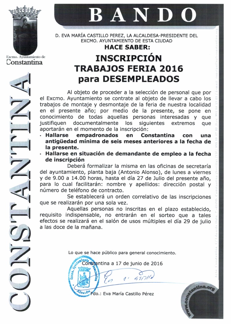 BANDO trabajos feria 2016 desempleados