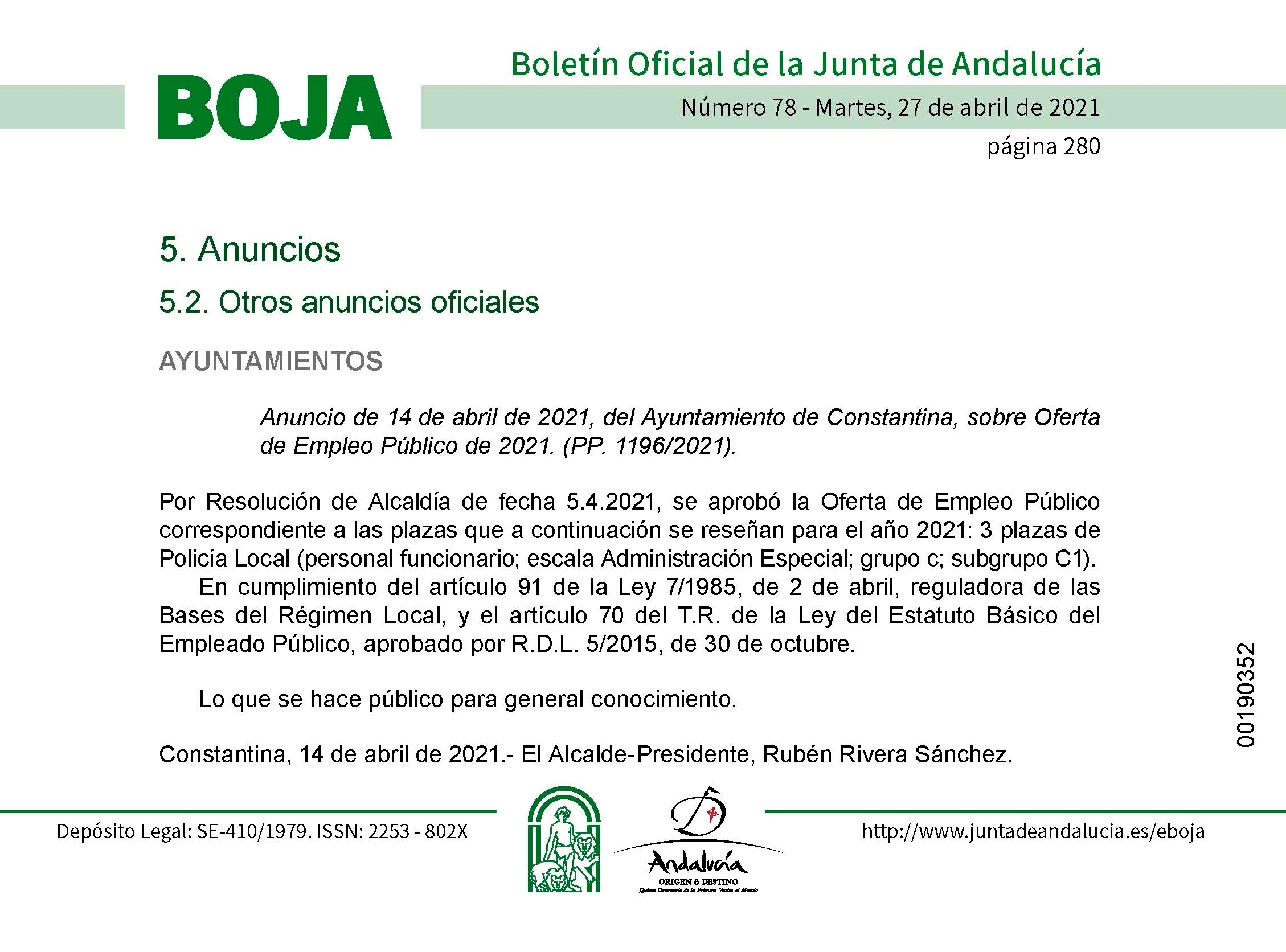 BOJA21-078 policía local constantina abril 2021