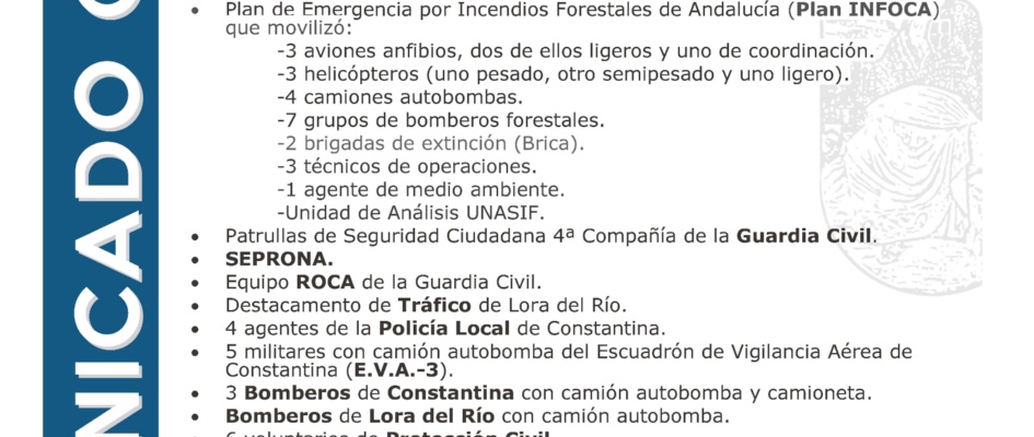 COMUNICADO OFICIAL Ayto Constantina_agradecimientos incendio forestal 28 junio 2025