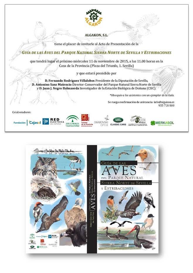 Invitación presentación de la Guia de Aves del Parque Natural Sierra Norte de Sevilla