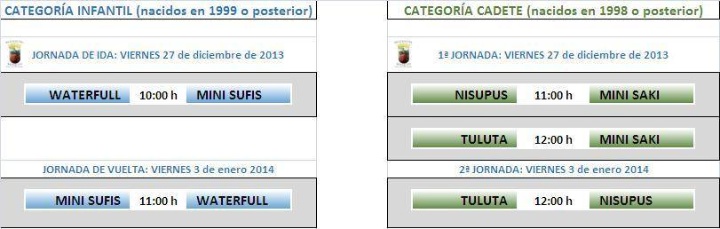 Calendario Torneo Navidad Infantil Cadete
