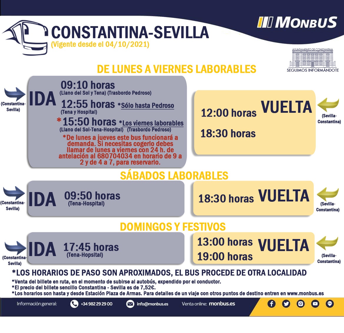 monbus Constantina Sevilla invierno OCTUBRE 2021