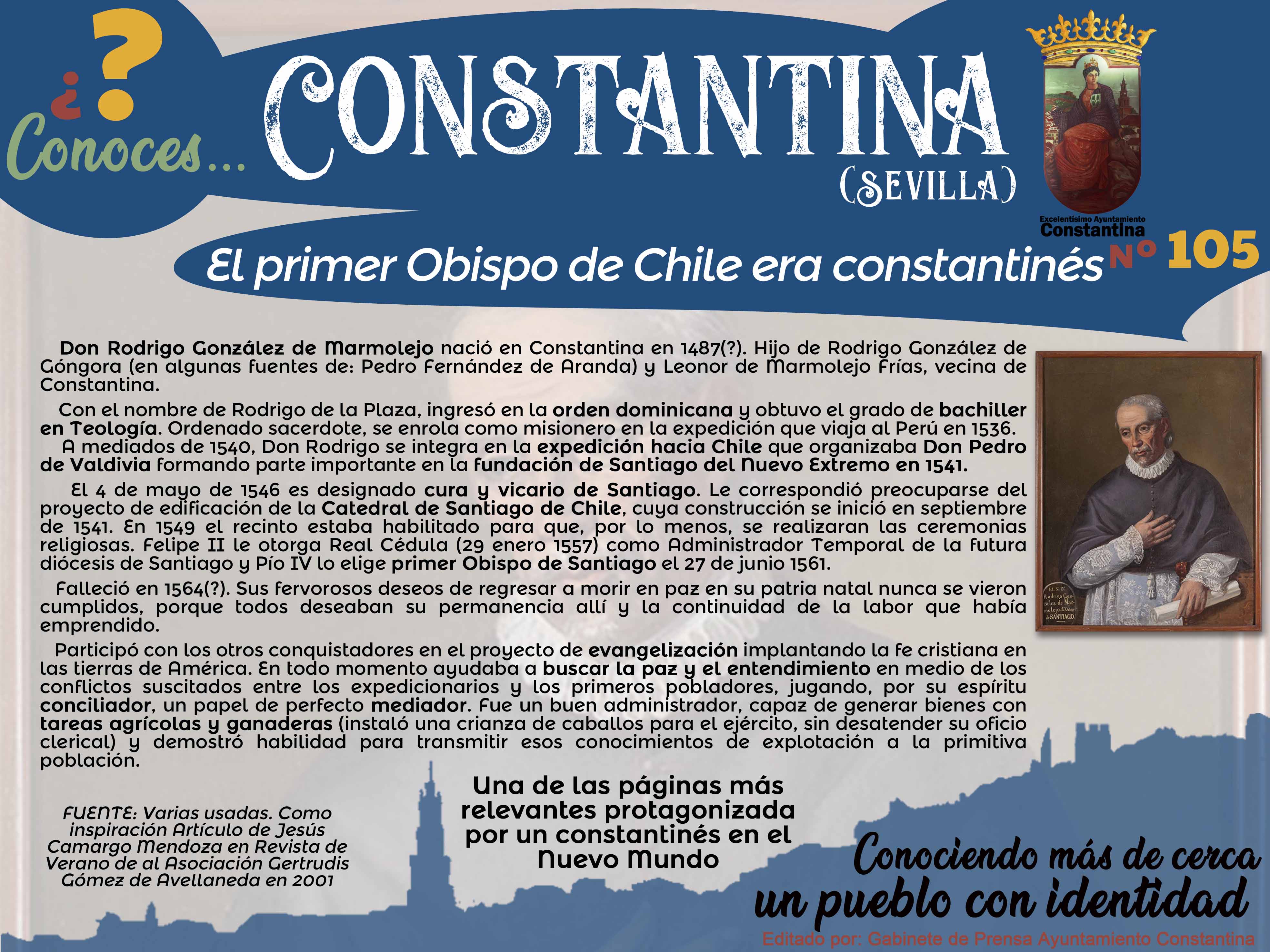105 Rodrigo González de Marmolejo primero obispo de Chile Constantina