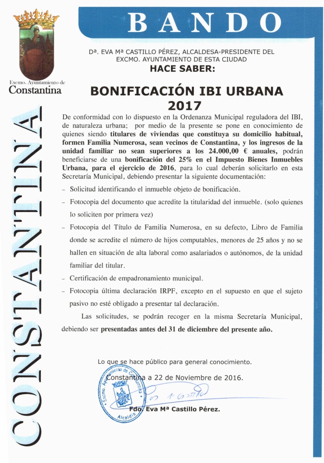 BANDO BONIFICACIÓN IBI 2017