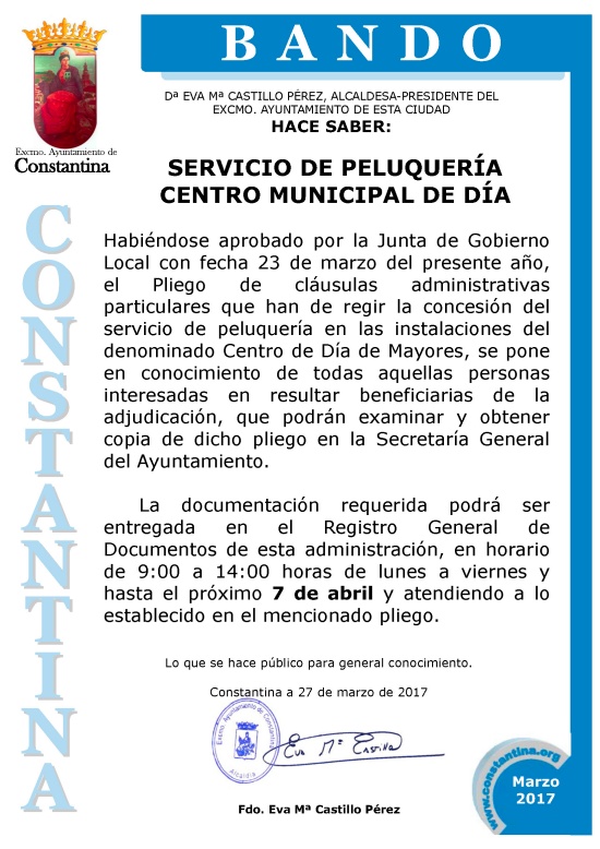 BANDO OFERTA PELUQUERIA