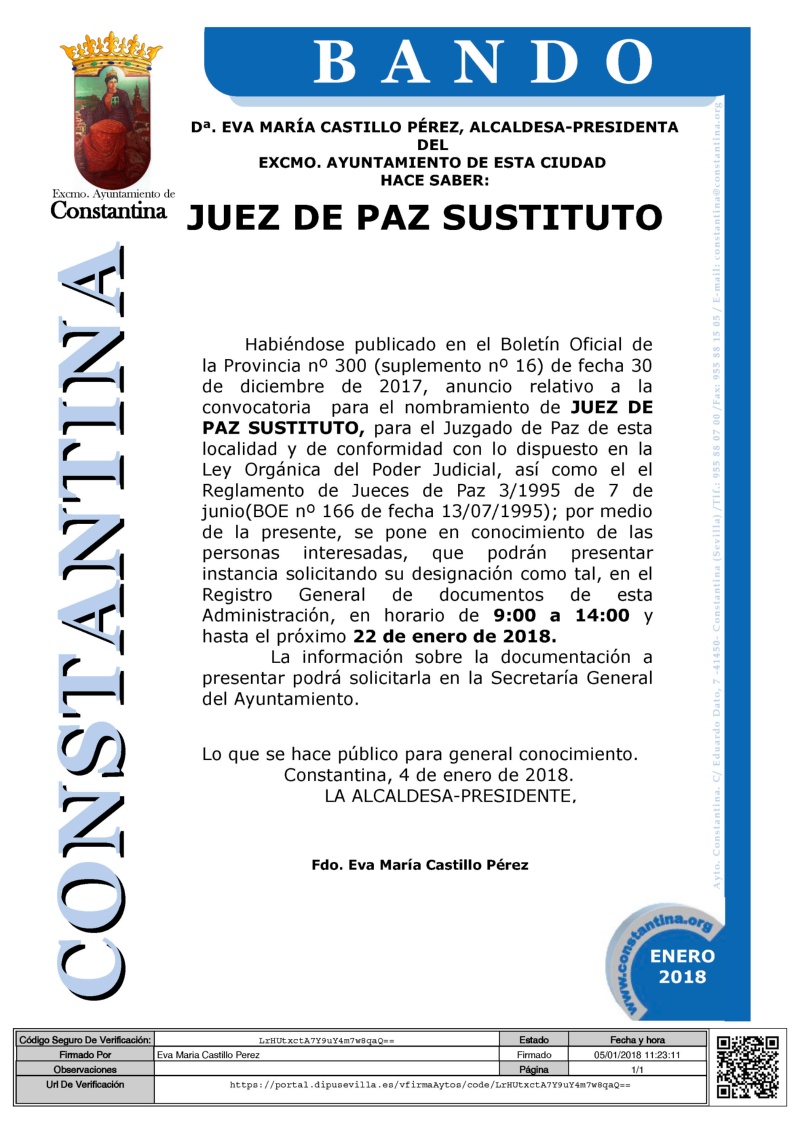 BANDO juez de paz SUSTITUTO
