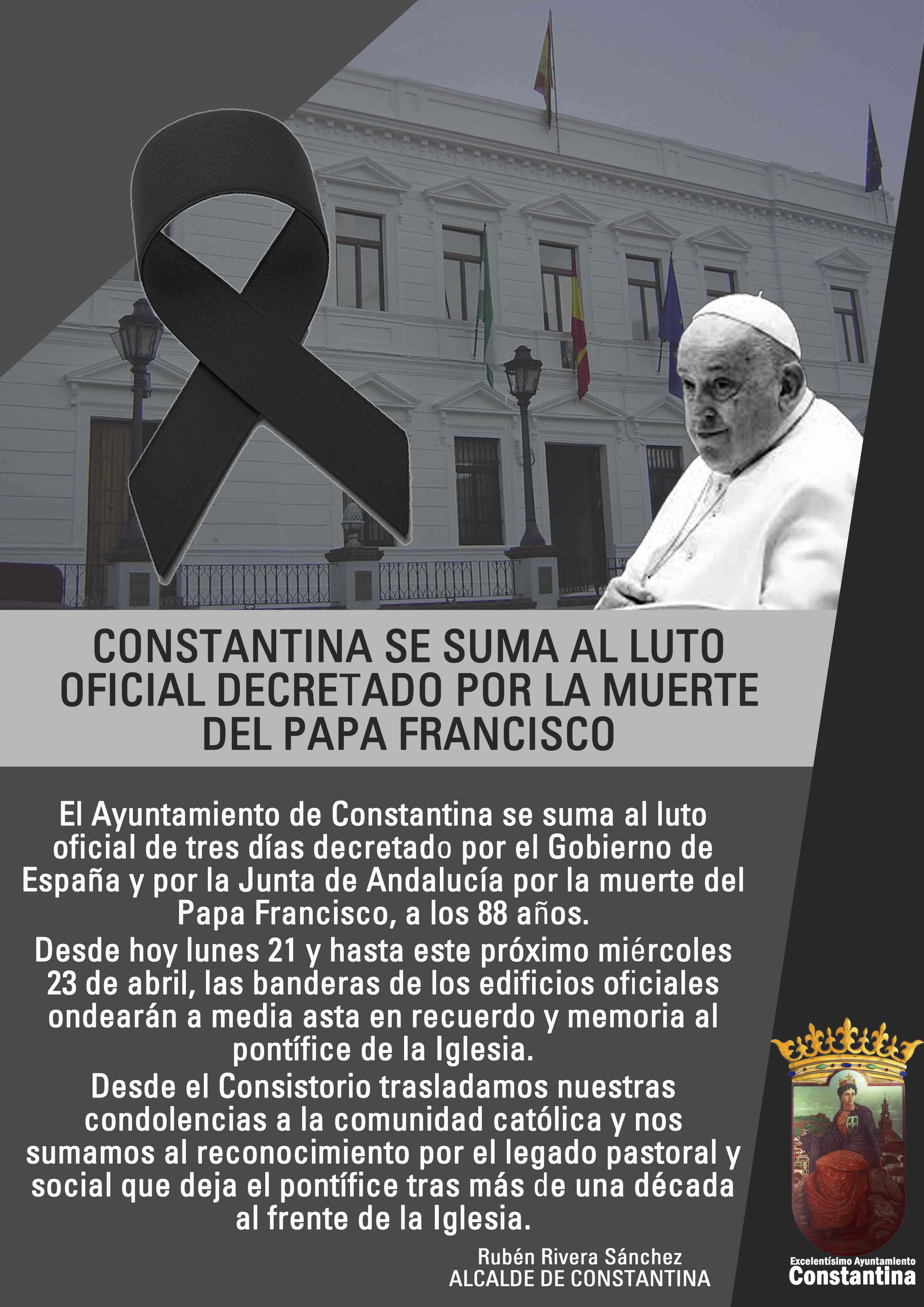 LUTO OFICIAL AYUNTAMIENTO CONSTANTINA MUERTE PAPA FRANCISCO 2025