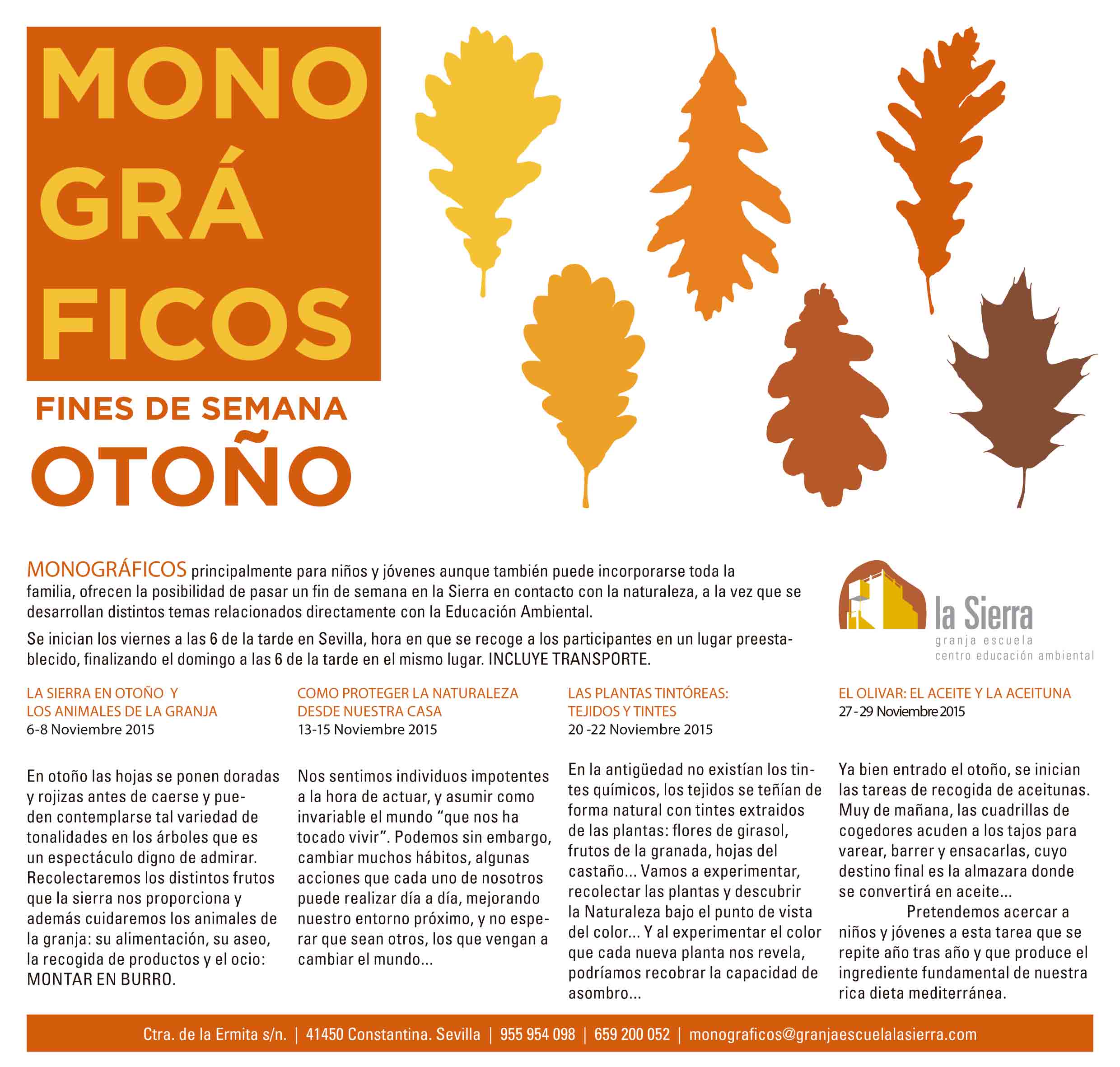 Monograficos de Otoño Granja Escuela La Sierra 2015