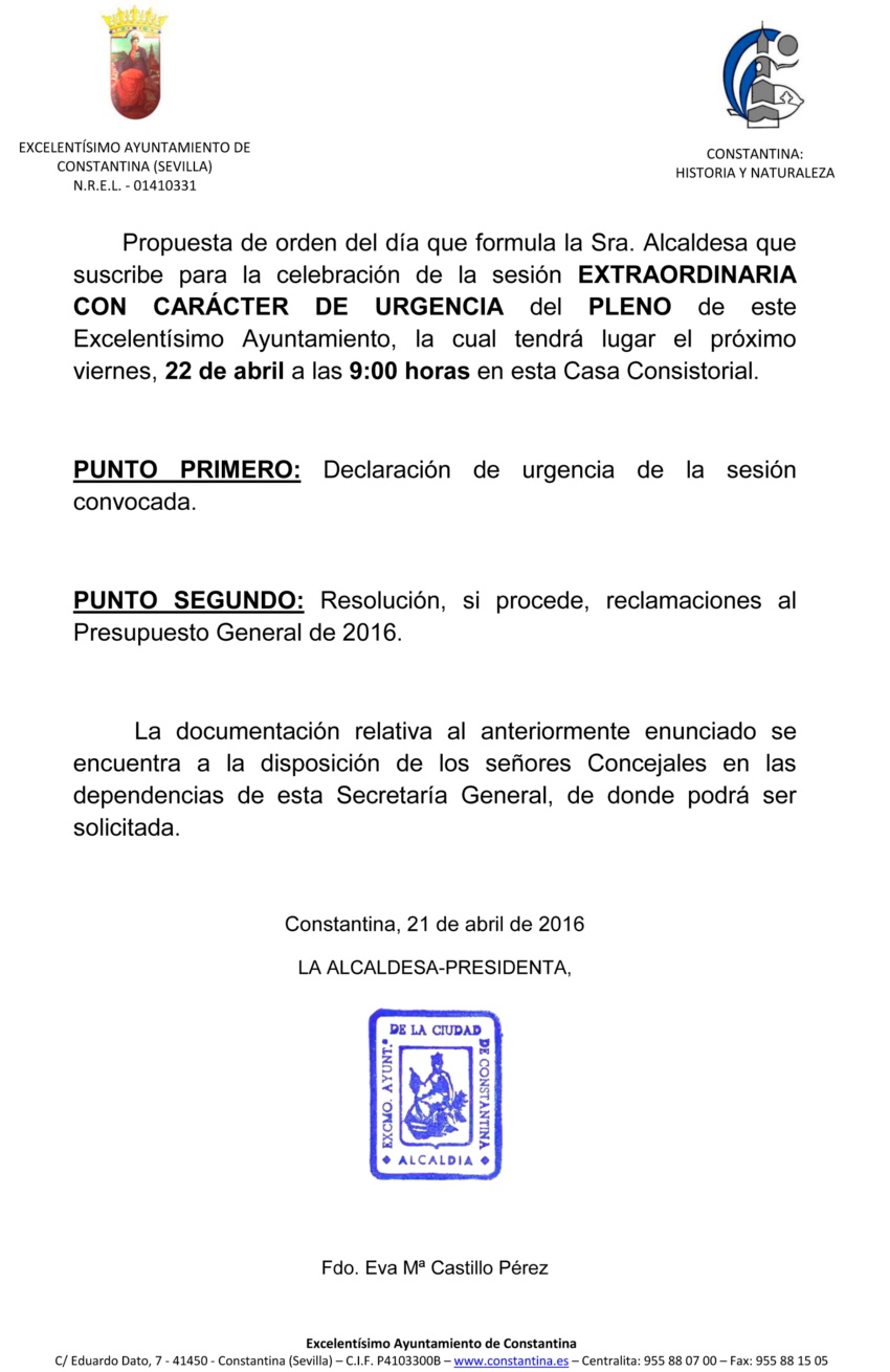 Orden del Día Pleno Constantina 22042016