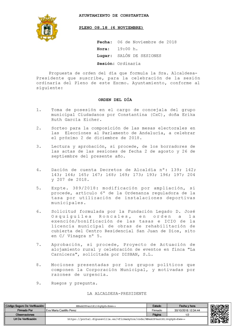 PLENO ORDINARIO CONSTANTINA_6 NOVIEMBRE 2018