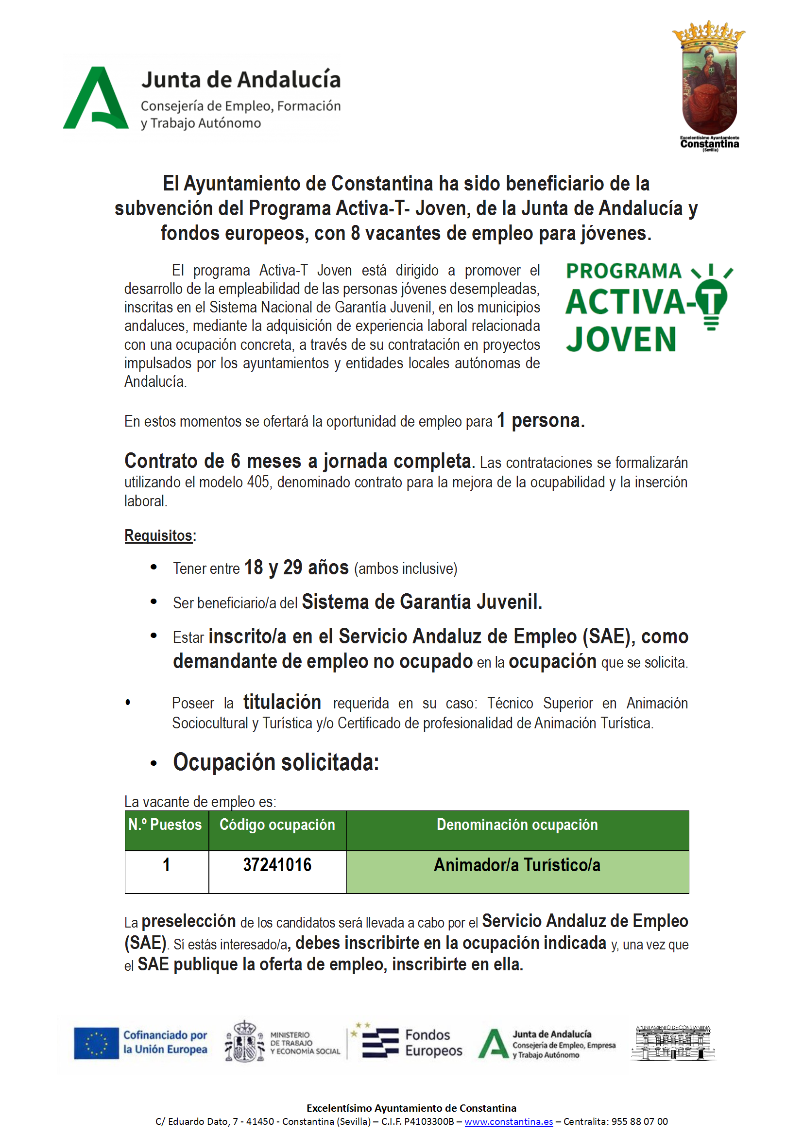 Plazas activa-T Joven Animador turístico conv 1