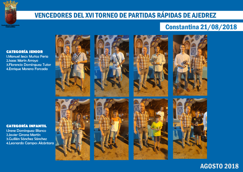 VENCEDORES TORNEO PARTIDAS RÁPIDAS AJEDREZ CONSTANTINA 2018
