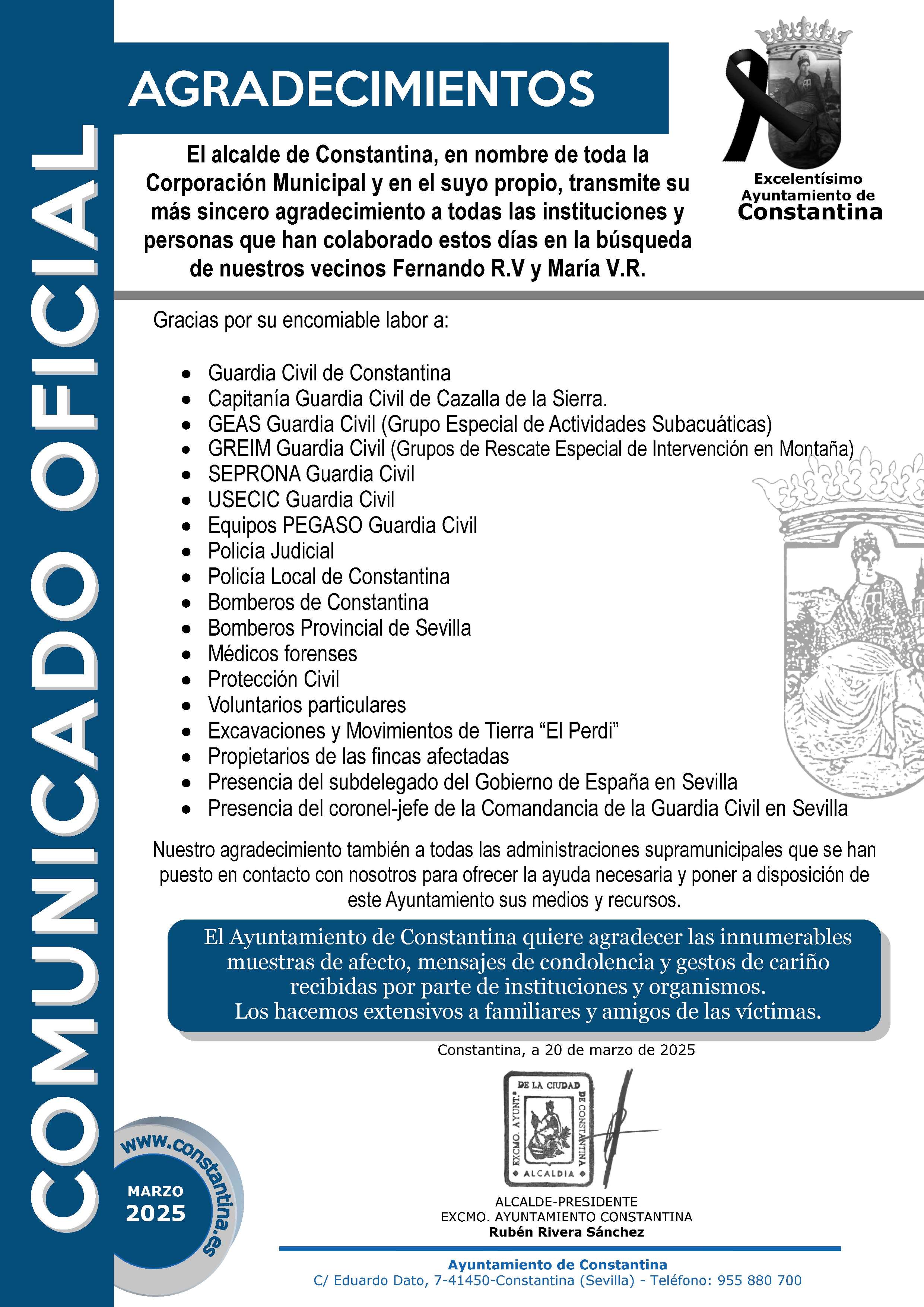 agradecimiento ayuntamiento constantina