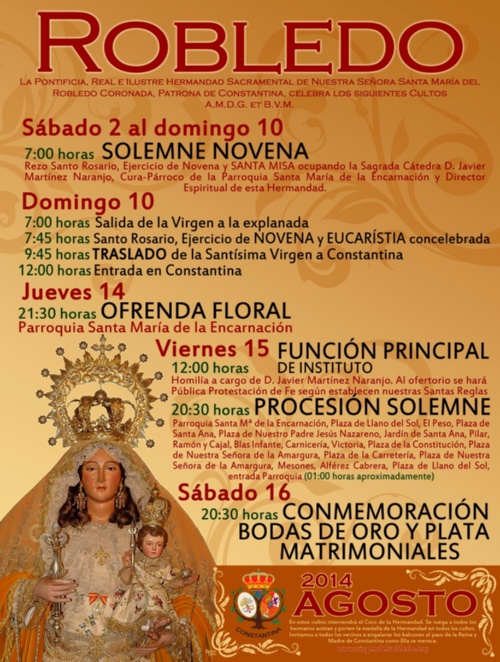 cartel virgen robledo cultos agosto 2014 constantina